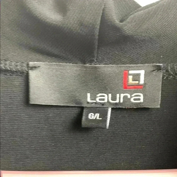 Laura Black Cowl Neck 3/4 Sleeve Relaxed Blouse w Sparkle Insert, Lightweight - Picture 4 of 7